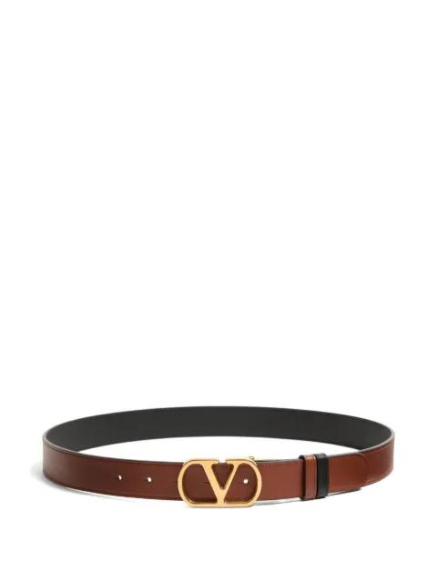 VLogo Signature reversible shiny calfskin belt - 30mm / 1.2 in. by VALENTINO