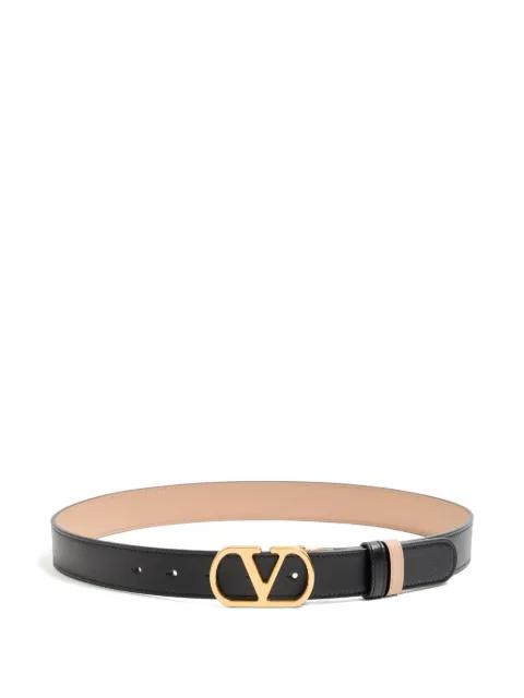 VLogo Signature reversible shiny calfskin belt - 30mm / 1.2 in. by VALENTINO