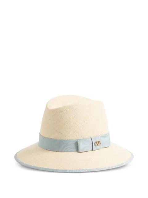 VLogo Signature straw hat with moiré ribbon by VALENTINO