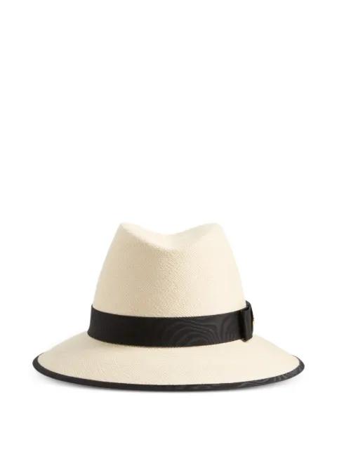 VLogo Signature straw hat with moiré ribbon by VALENTINO