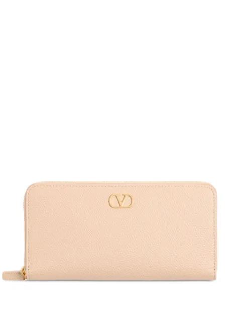VLogo Signature zip wallet in grainy calfskin by VALENTINO