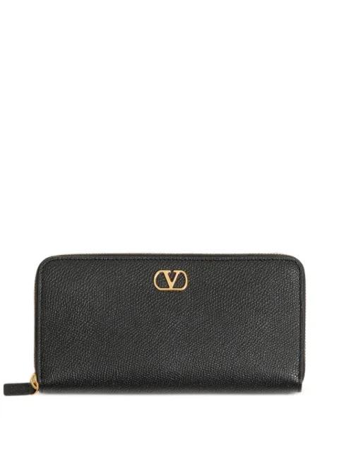 VLogo Signature zip wallet in grainy calfskin by VALENTINO