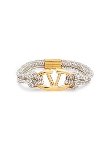 VLogo crystal-embellished cord bracelet by VALENTINO