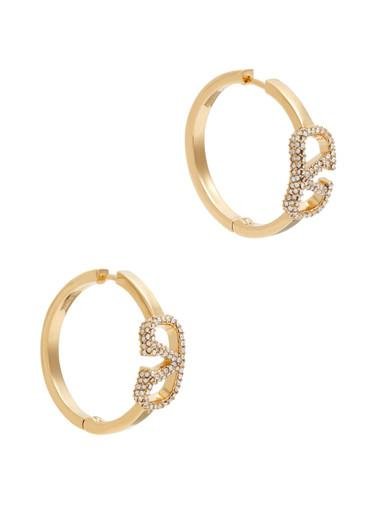 VLogo crystal-embellished hoop earrings by VALENTINO