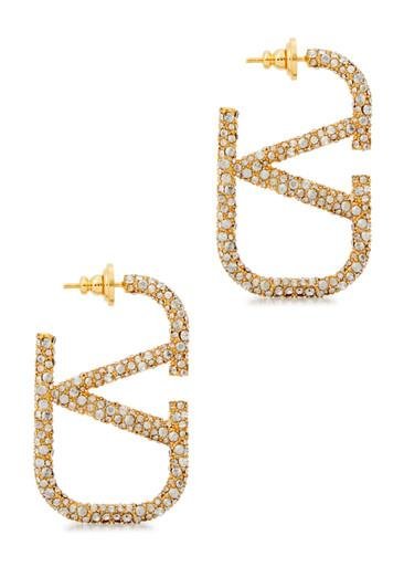 VLogo crystal-embellished hoop earrings by VALENTINO