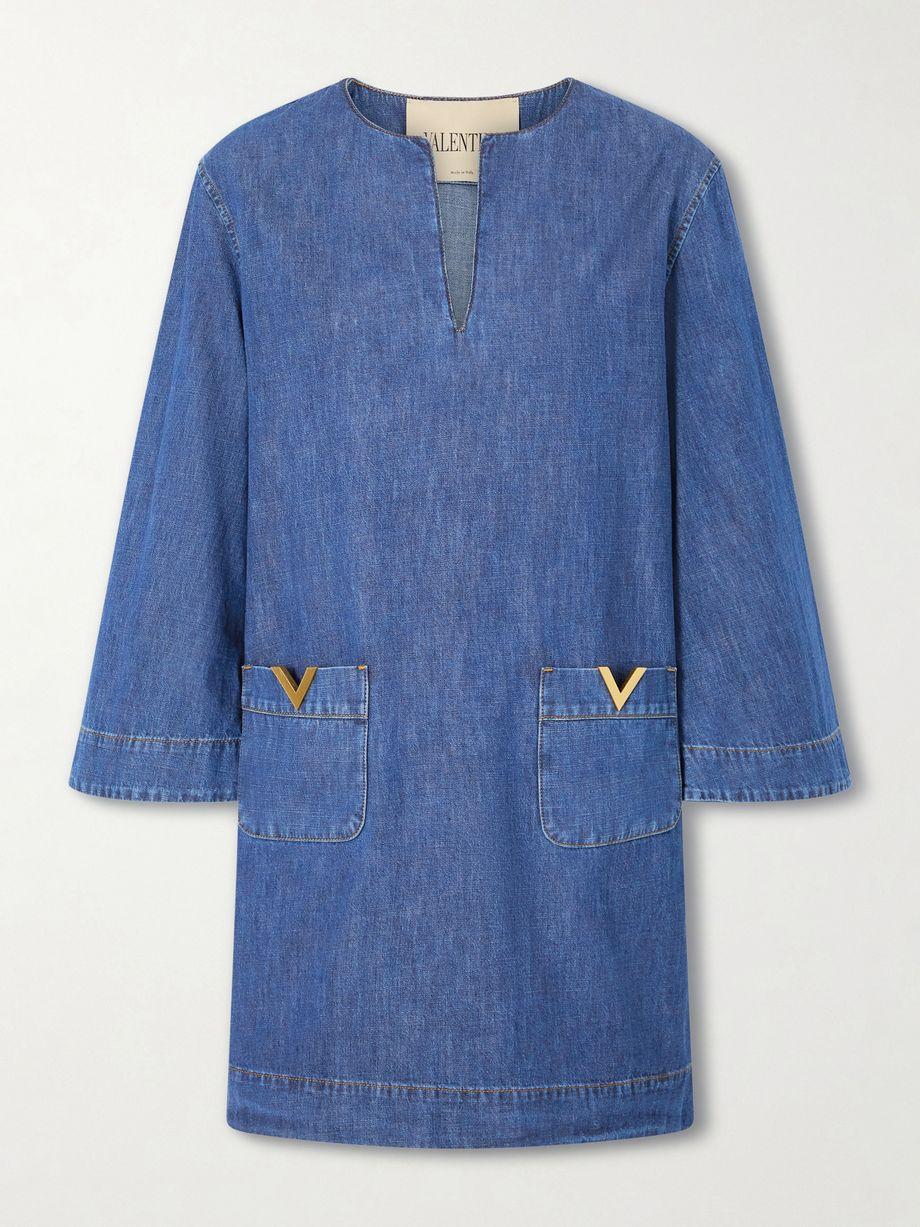VLogo embellished denim mini dress by VALENTINO