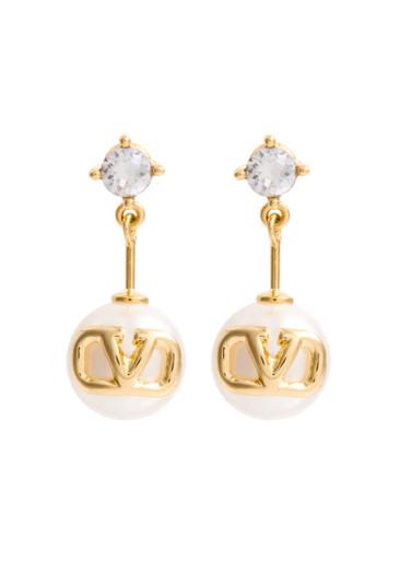 VLogo faux pearl-embellished drop earrings by VALENTINO
