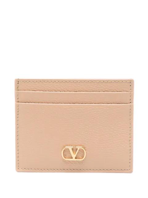 VLogo grained leather card holder by VALENTINO