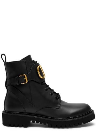 VLogo leather combat boots by VALENTINO