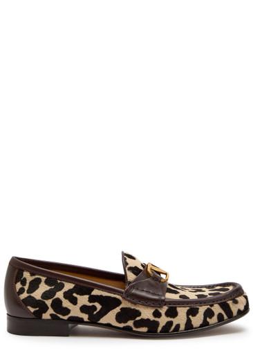 VLogo leopard-print calf-hair loafers by VALENTINO