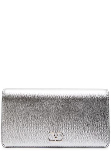 VLogo metallic grained leather shoulder bag by VALENTINO