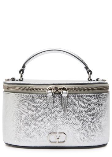 VLogo metallic grained leather vanity case bag by VALENTINO