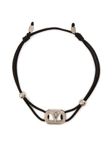 VLogo plaque cord bracelet by VALENTINO