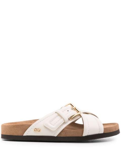 VLogo-plaque leather slides by VALENTINO