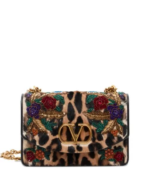 Vain shoulder bag in embroidered pony-effect kidskin leather by VALENTINO