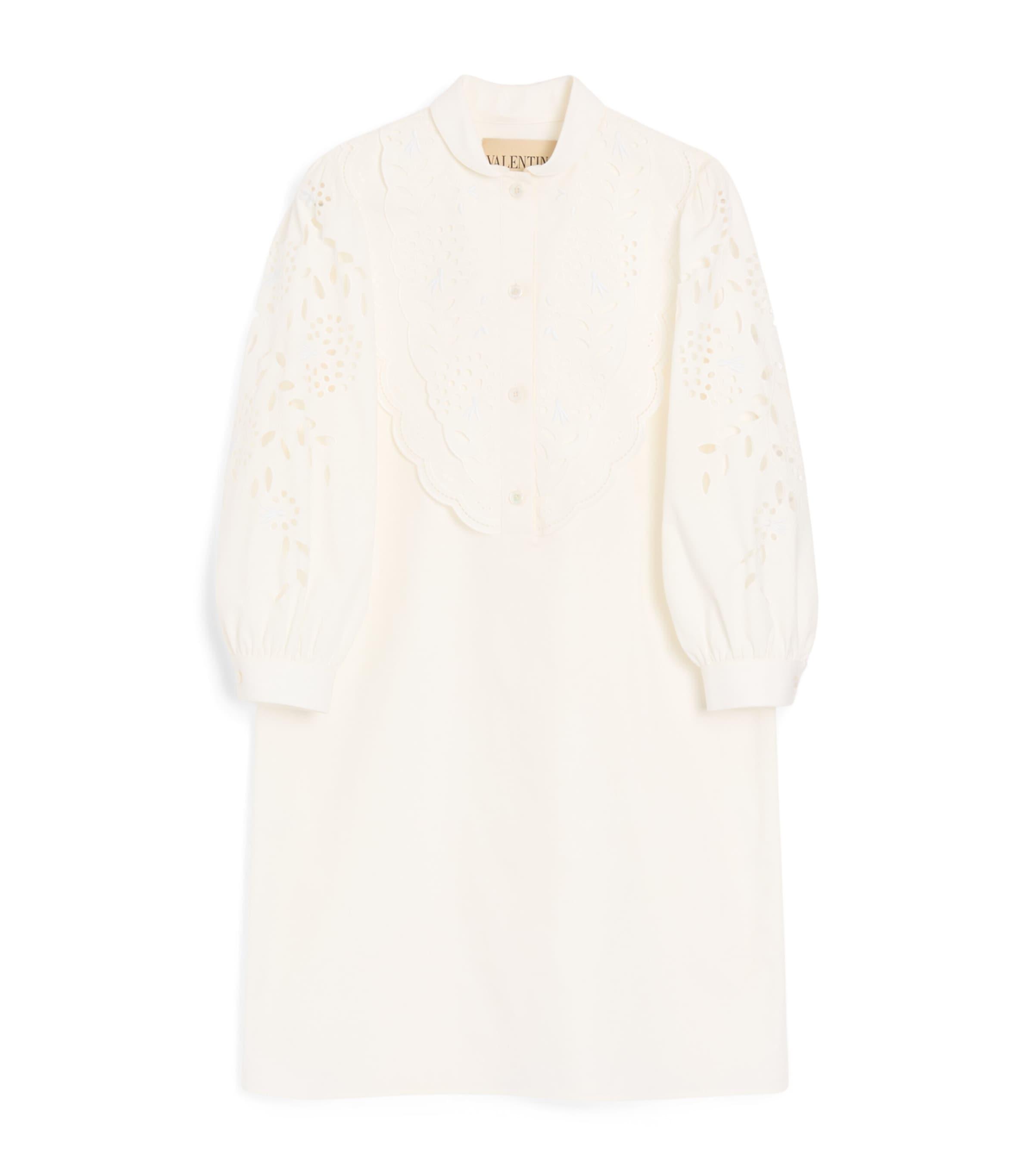 Valentino Cotton Eyelet Lace Mini Dress by VALENTINO