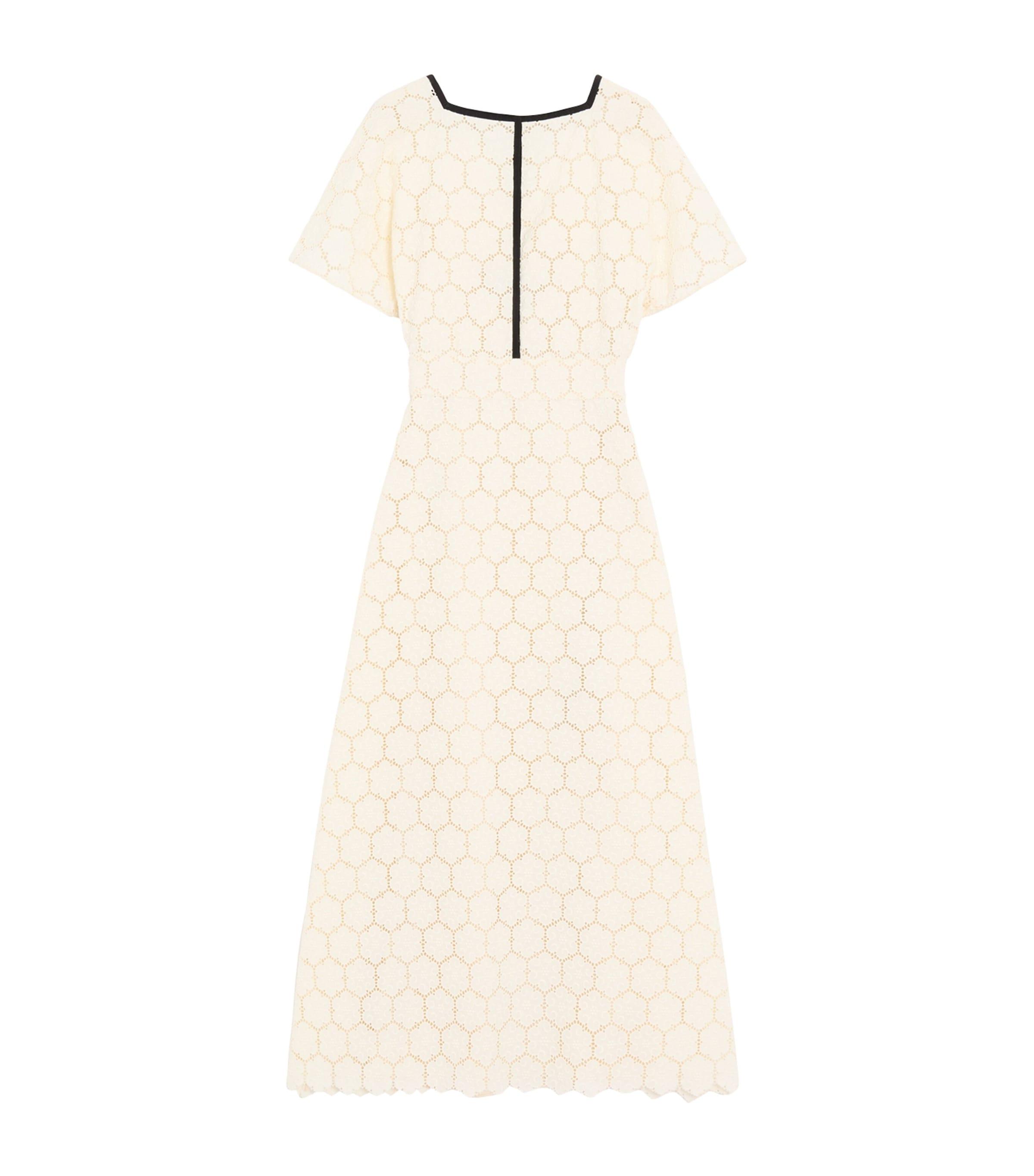 Valentino Cotton Fleurs à Jours Midi Dress by VALENTINO