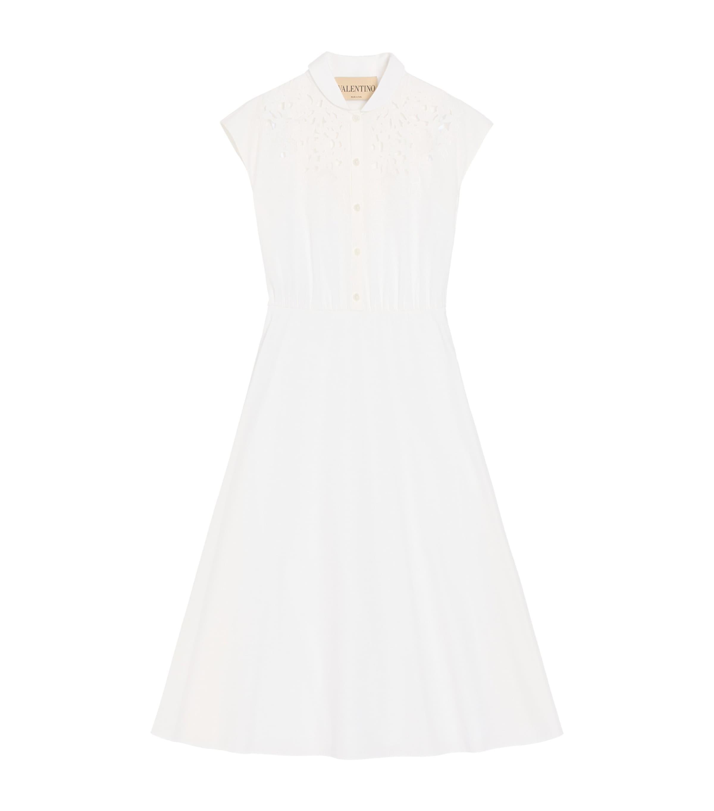 Valentino Cotton Poplin Embroidered Midi Dress by VALENTINO