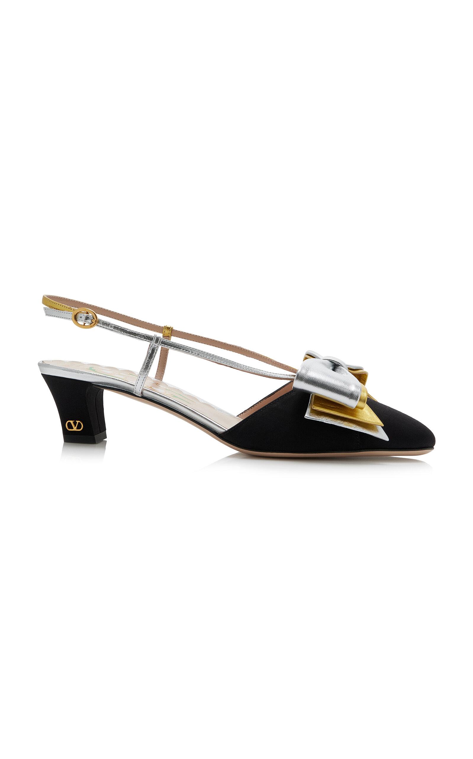 Valentino Garavani Bowow Leather-Trimmed Satin Slingback Pumps - Moda Operandi by VALENTINO