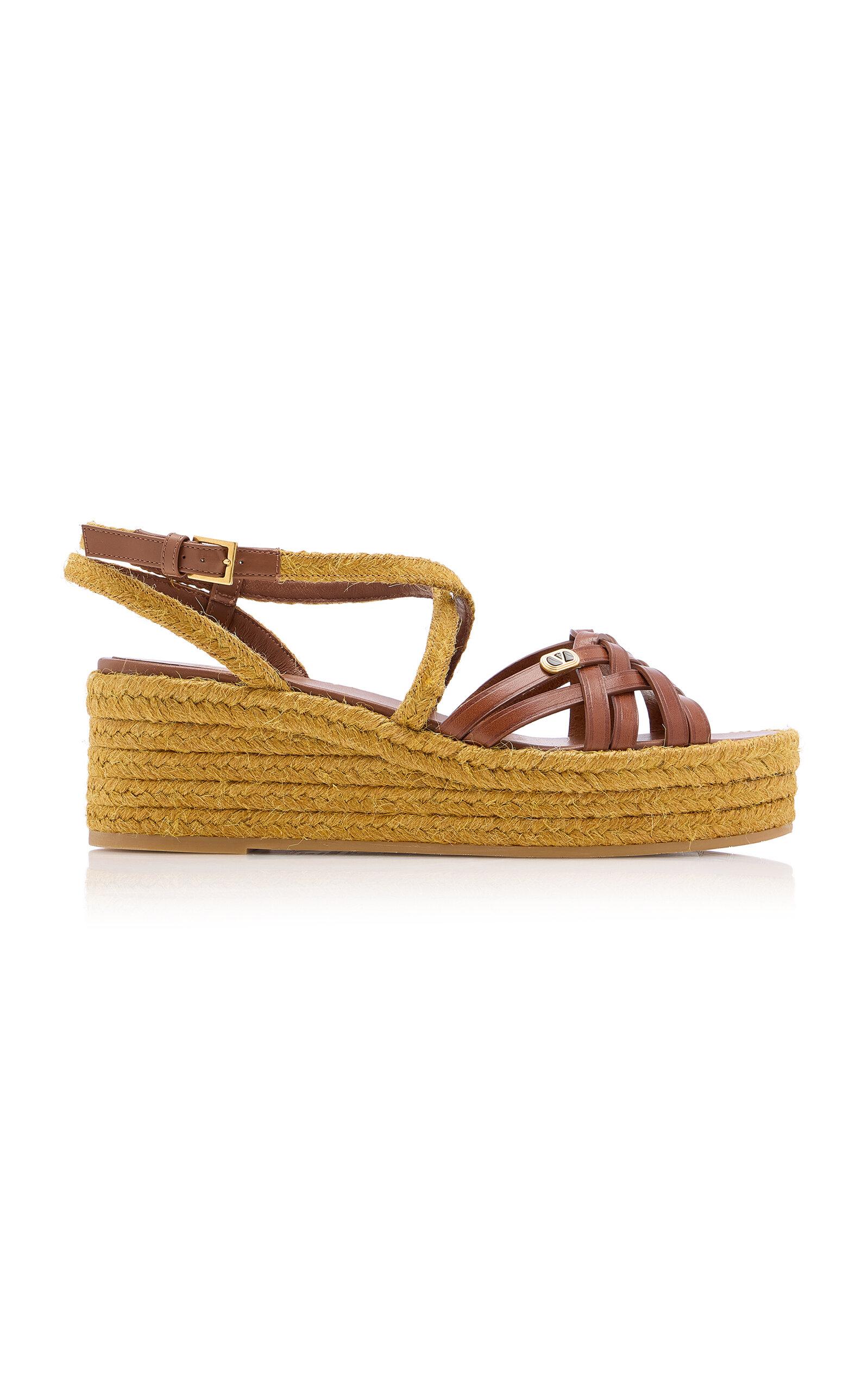 Valentino Garavani Bribri Calfskin-Trimmed Flatform Espadrilles - Moda Operandi by VALENTINO