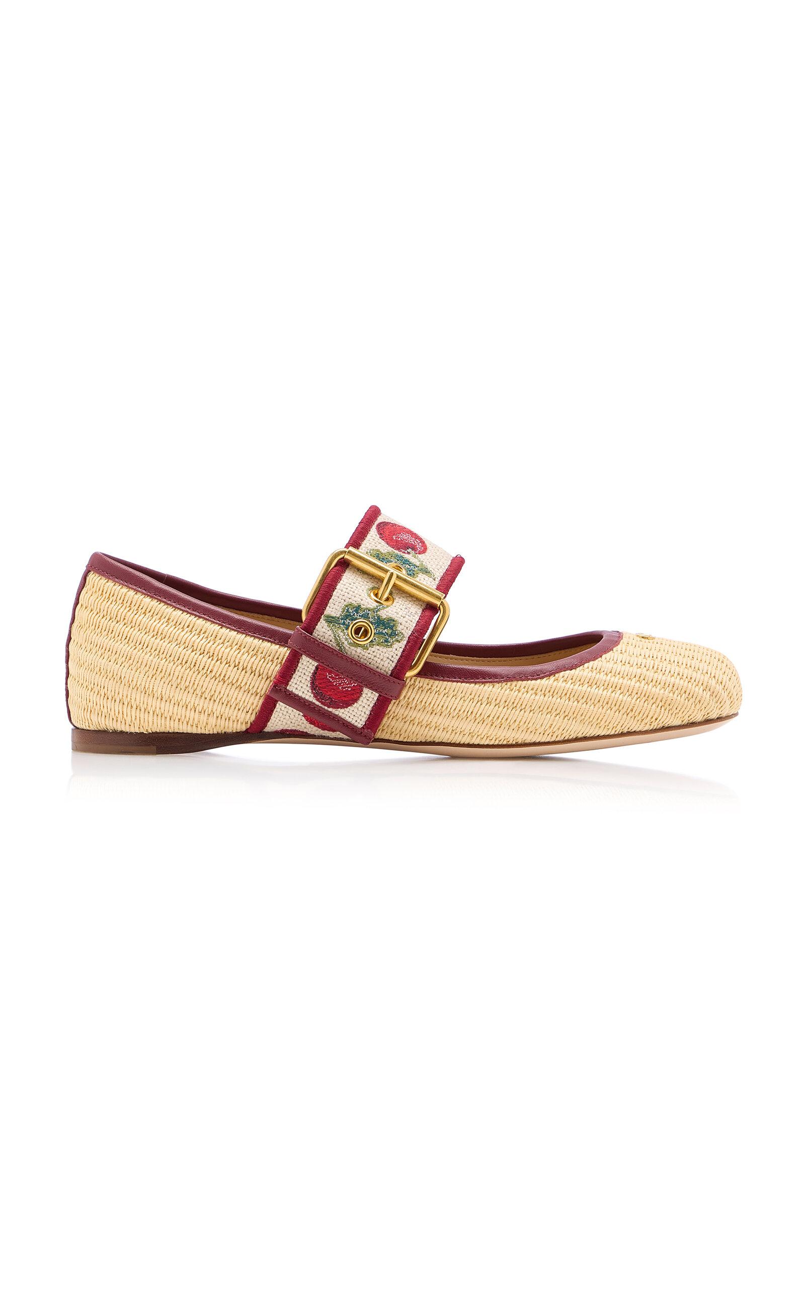 Valentino Garavani Bribri Cherrific Raffia Ballet Flat - Moda Operandi by VALENTINO