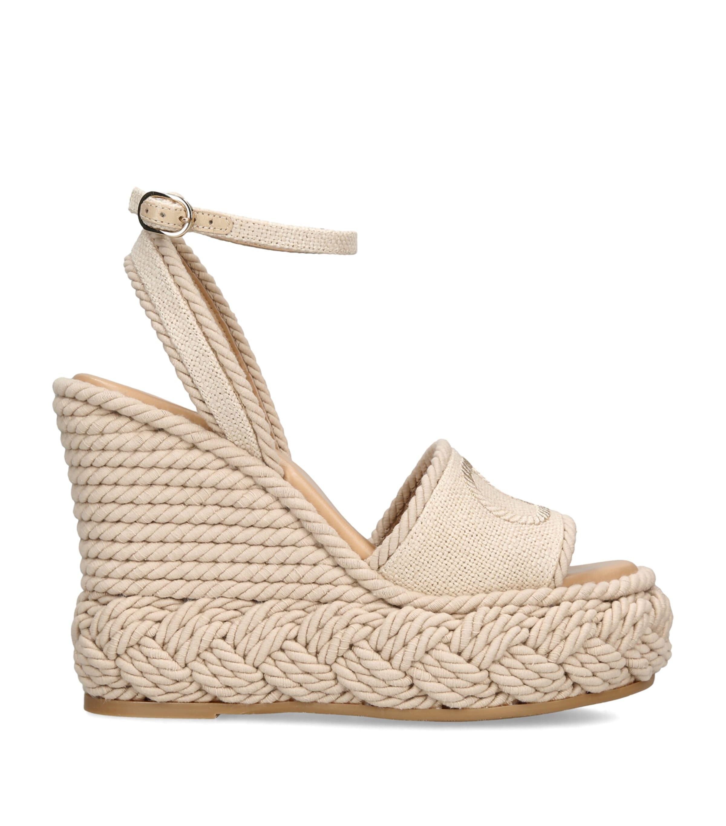 Valentino Garavani Canvas Torchon Espadrille Wedge Sandals 130 by VALENTINO