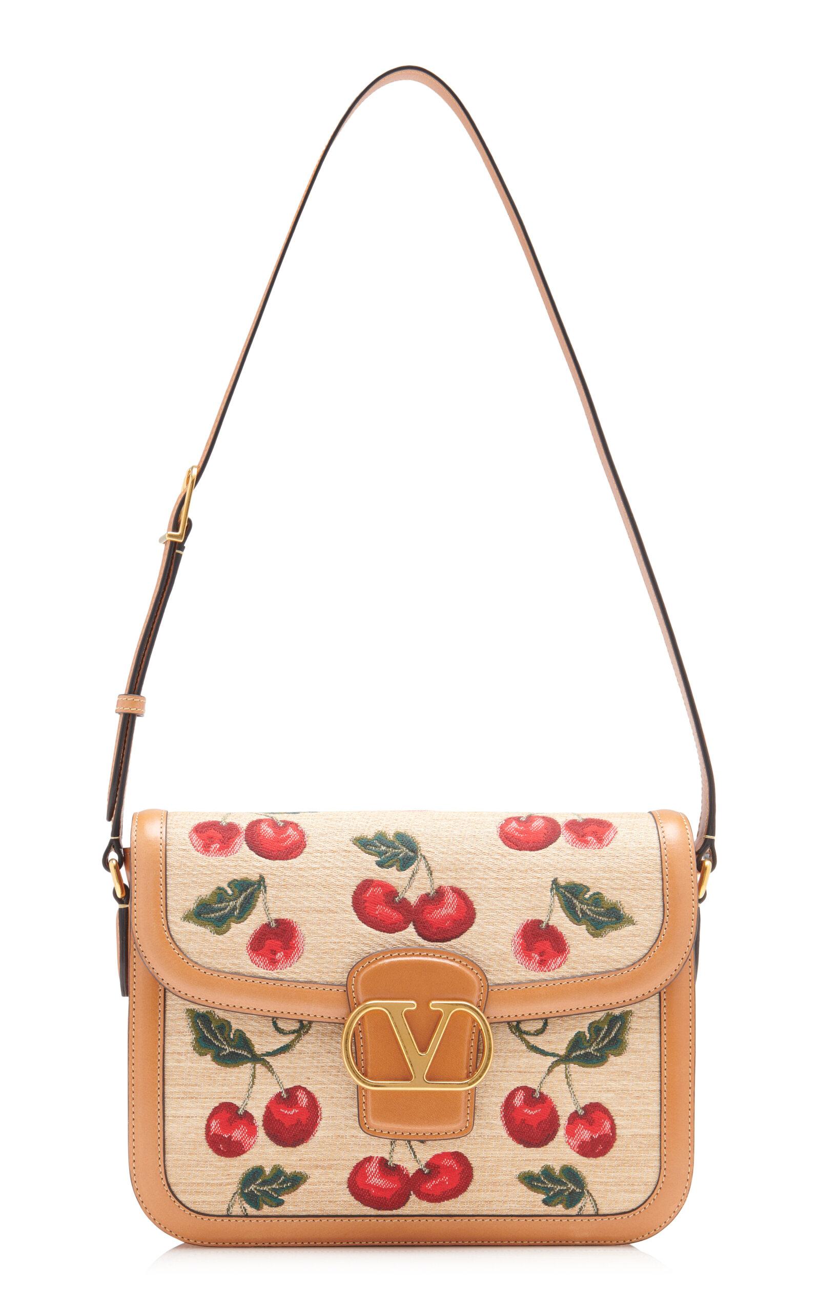 Valentino Garavani Cherry-Detailed Raffia-Leather Shoulder Bag - Moda Operandi by VALENTINO
