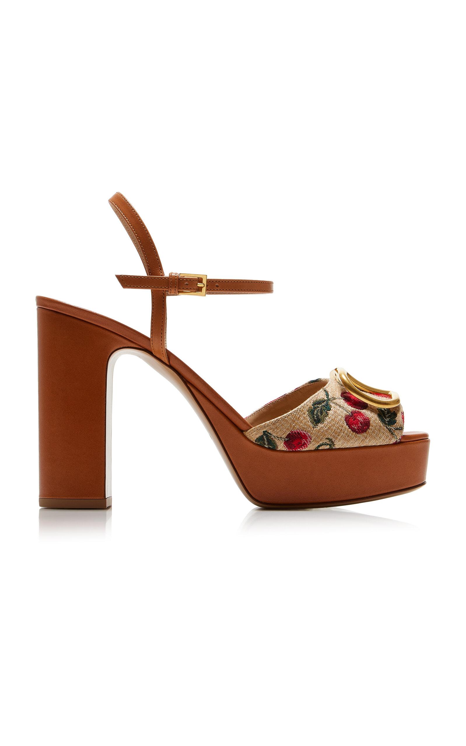Valentino Garavani Cherry-Embroidered Raffia Platform Sandals - Moda Operandi by VALENTINO Valentino Garavani Cherry-Embroidered Raffia Platform Sandals - Moda Operandi by VALENTINO