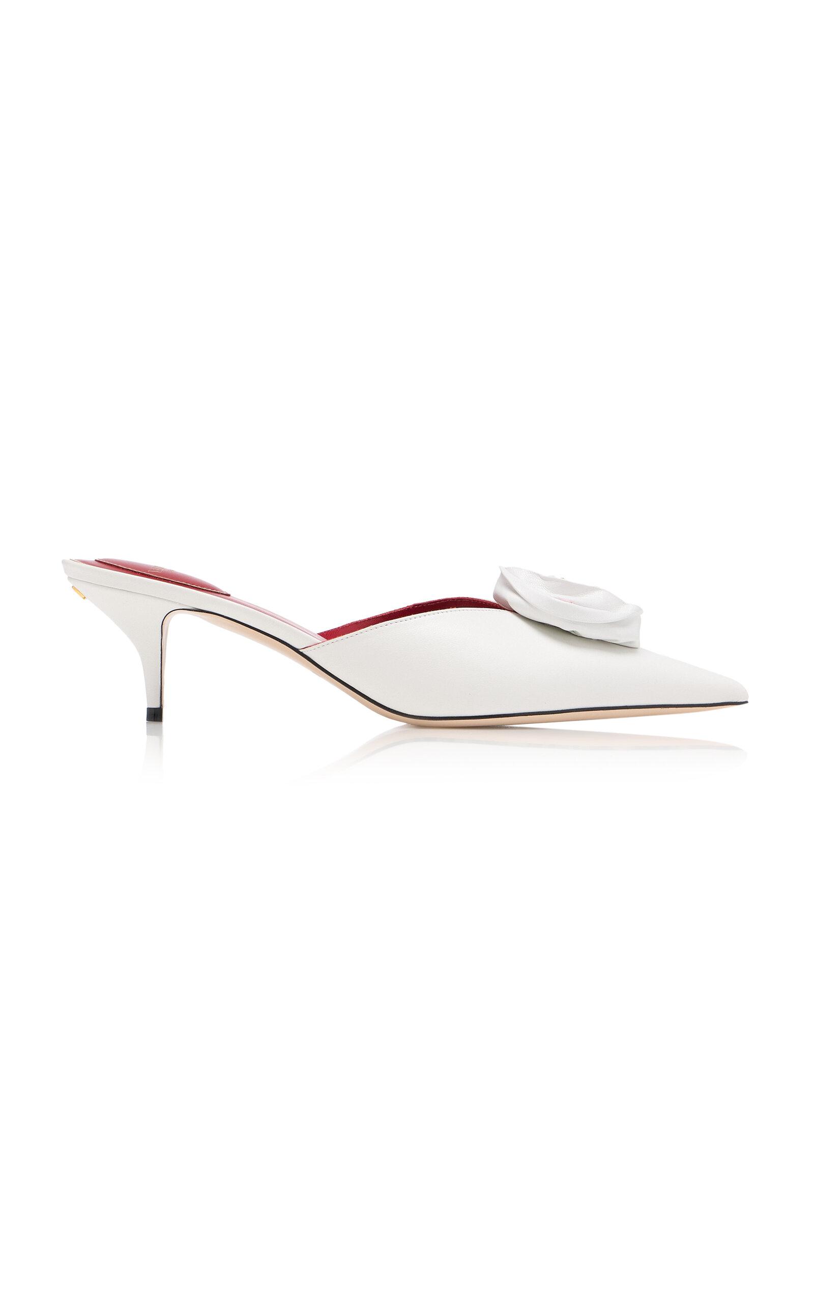 Valentino Garavani Drip Rose Leather Heeled Mules - Moda Operandi by VALENTINO