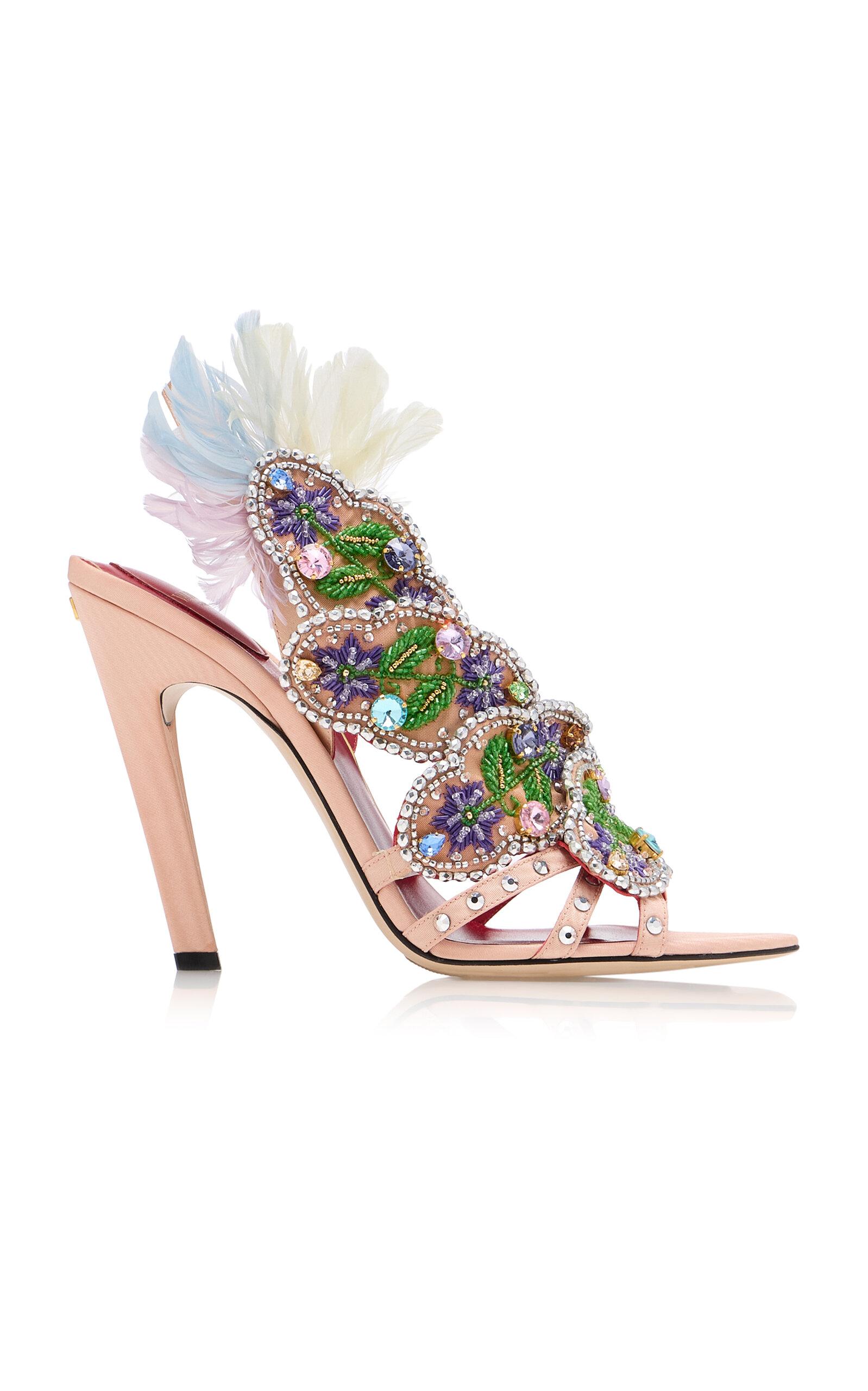 Valentino Garavani Embellished Moiré Heeled Sandals - Moda Operandi by VALENTINO