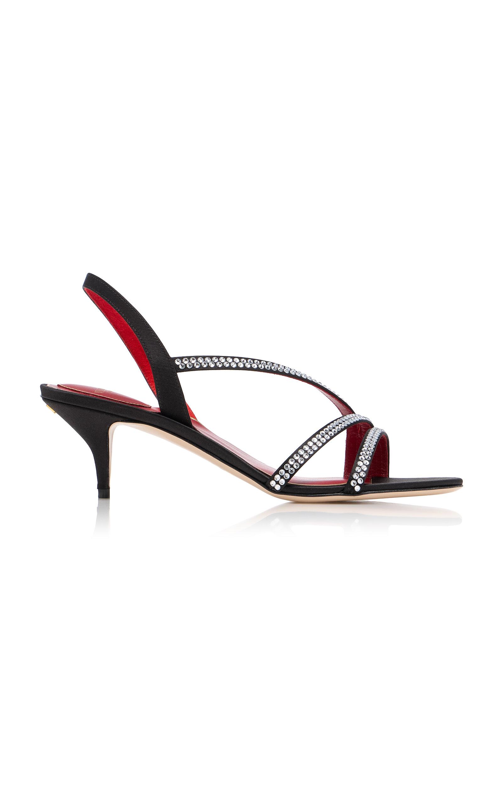 Valentino Garavani Embellished Satin Mid-Heel Sandals - Moda Operandi by VALENTINO