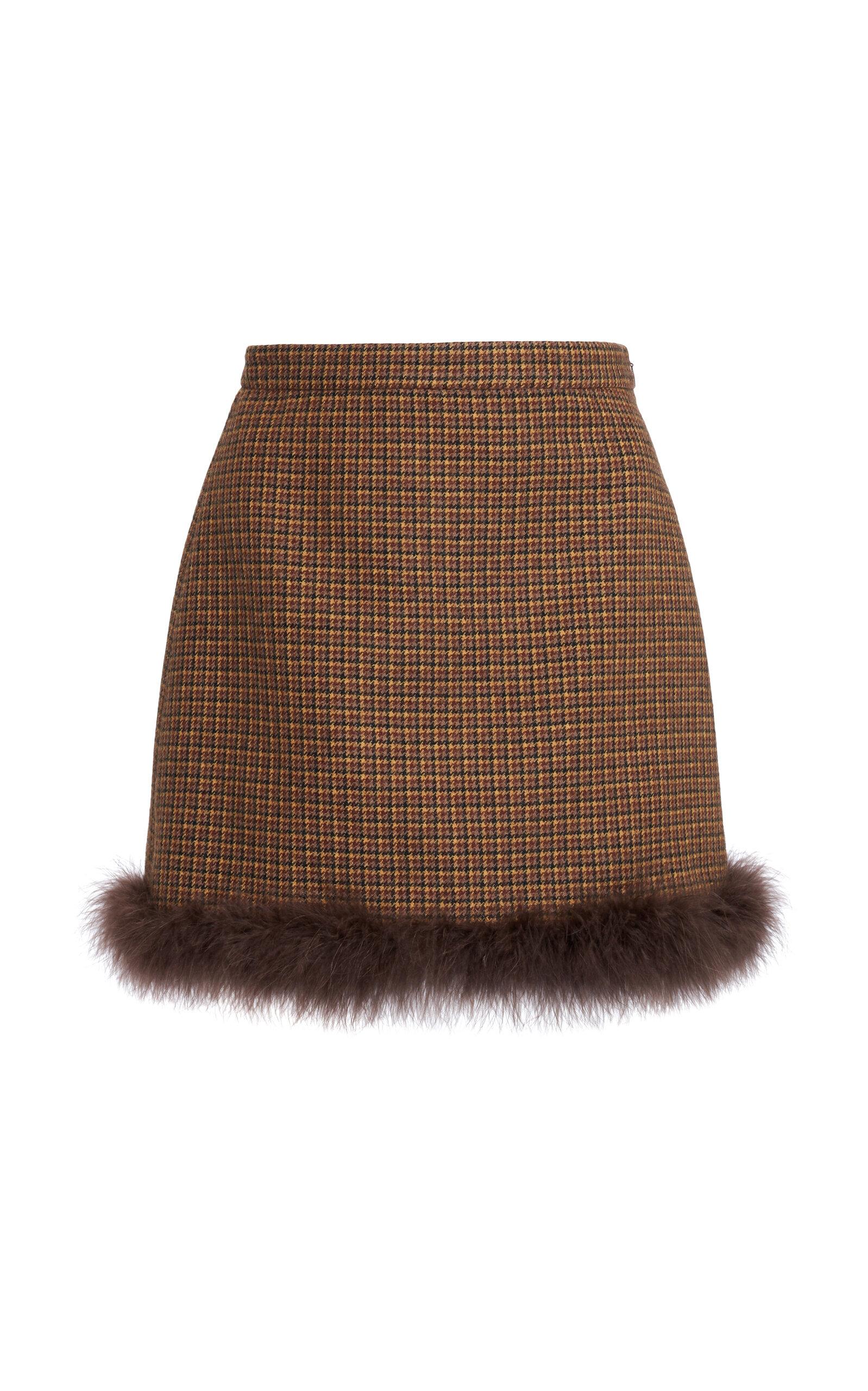 Valentino Garavani Feather-Trimmed Virgin Wool Mini Skirt - Moda Operandi by VALENTINO