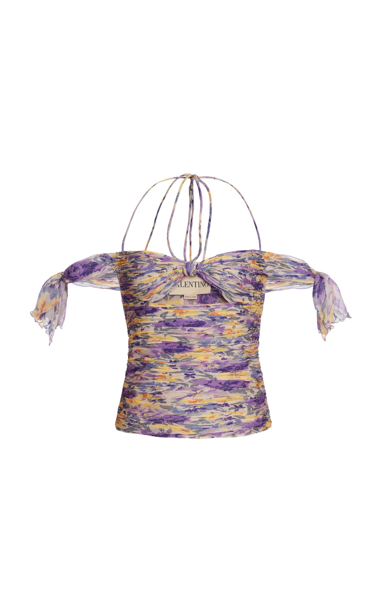 Valentino Garavani Flowerism Pleated Silk-Crepe Top - Moda Operandi by VALENTINO
