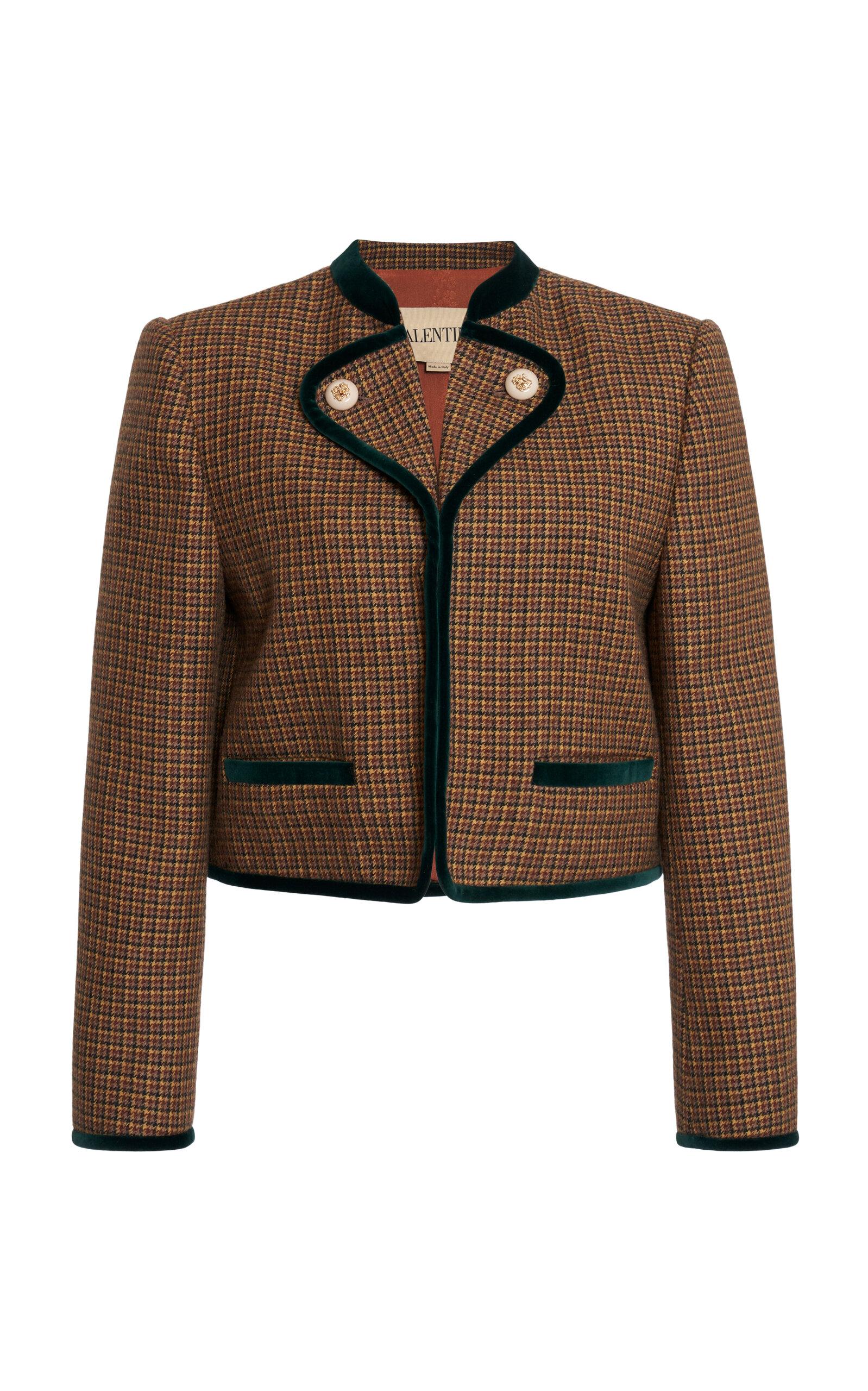 Valentino Garavani Houndstooth Virgin Wool Cropped Jacket - Moda Operandi by VALENTINO