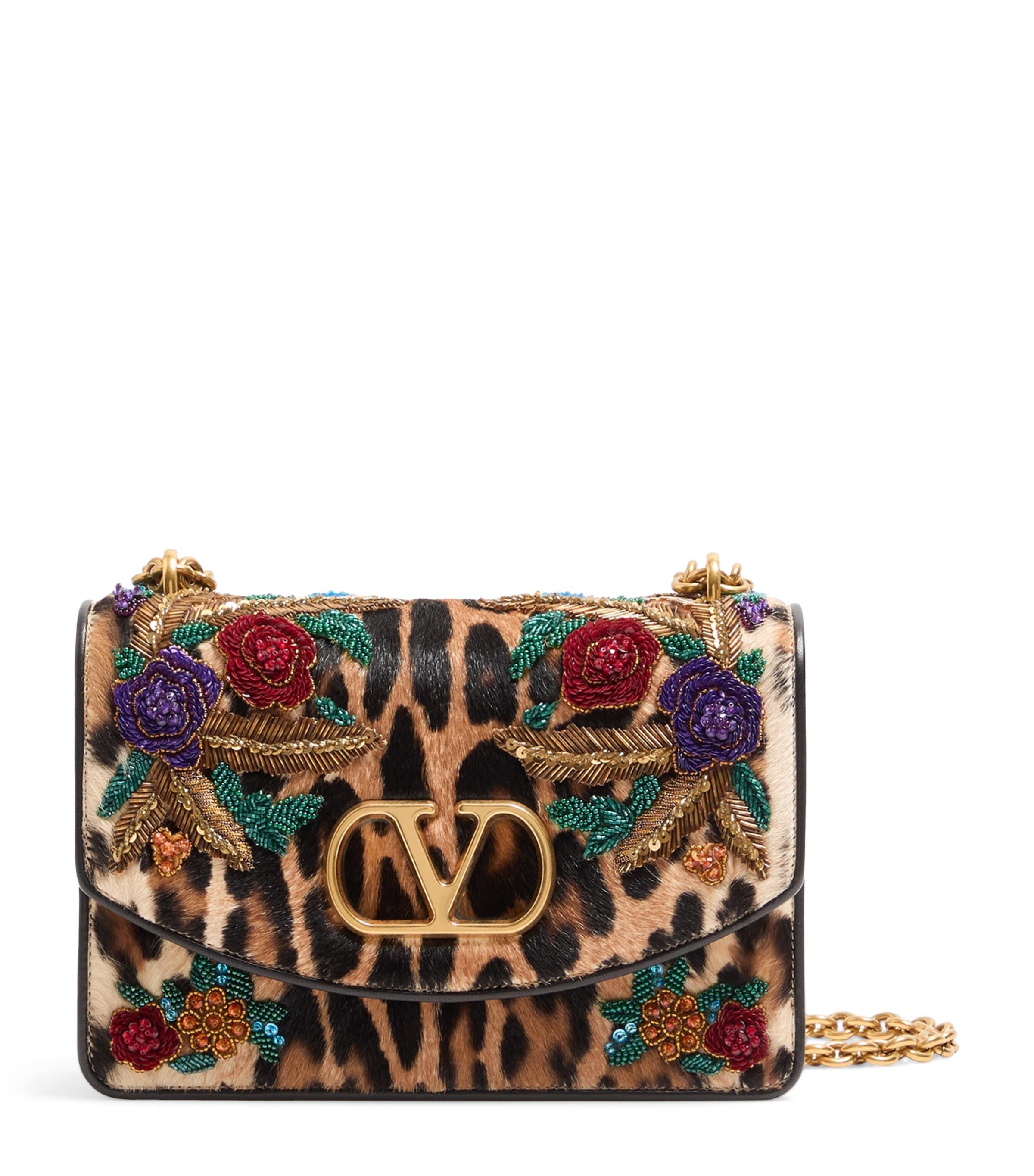 Valentino Garavani Leather Embellished Vain Shoulder Bag by VALENTINO