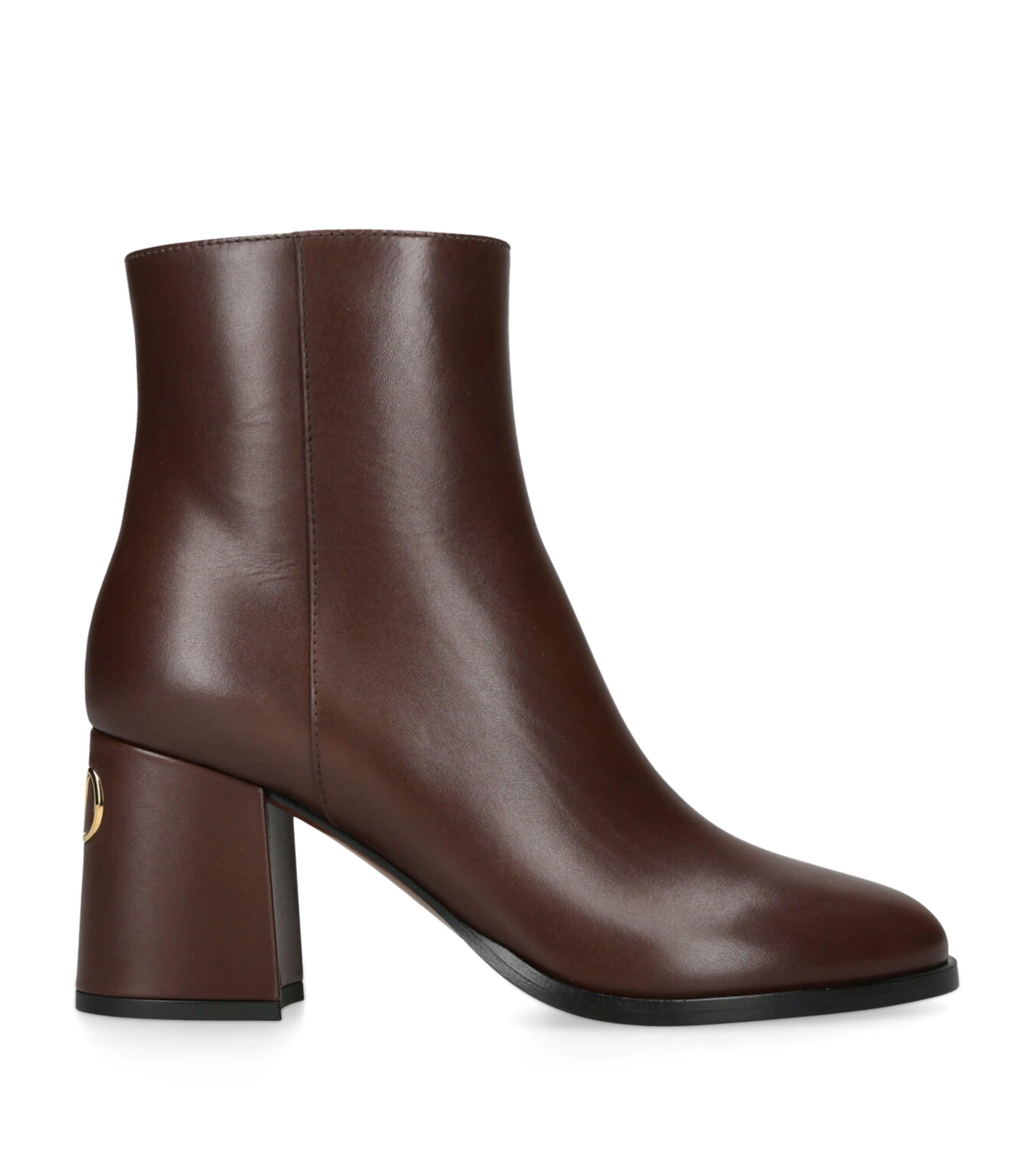 Valentino Garavani Leather Fawcette Ankle Boots 75 by VALENTINO
