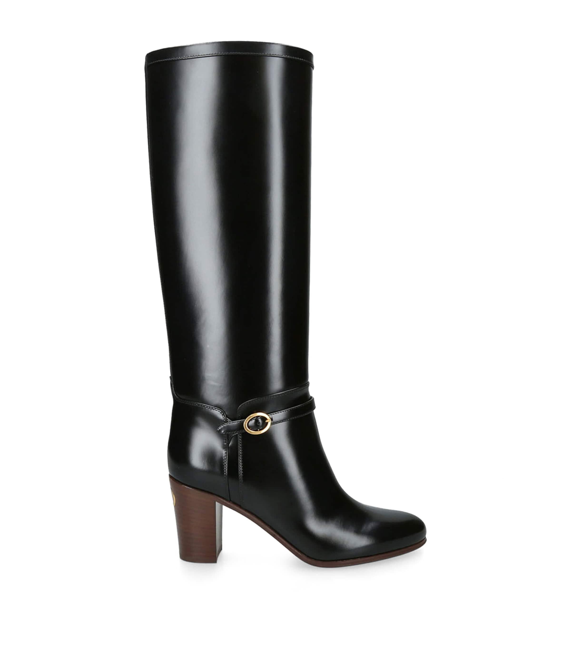 Valentino Garavani Leather Pattie Knee-High Boots 75 by VALENTINO