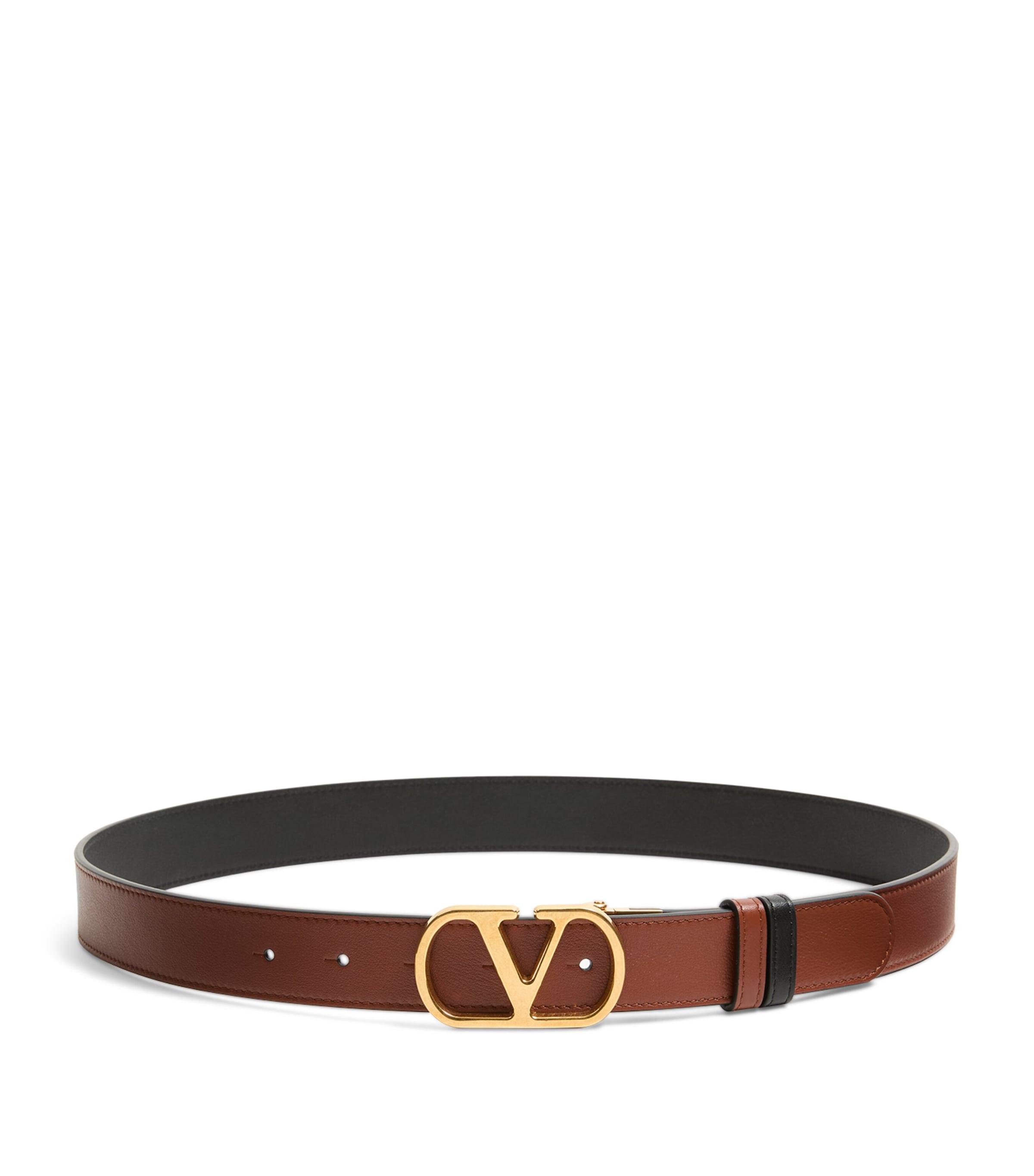 Valentino Garavani Leather Reversible VLogo Signature Belt by VALENTINO