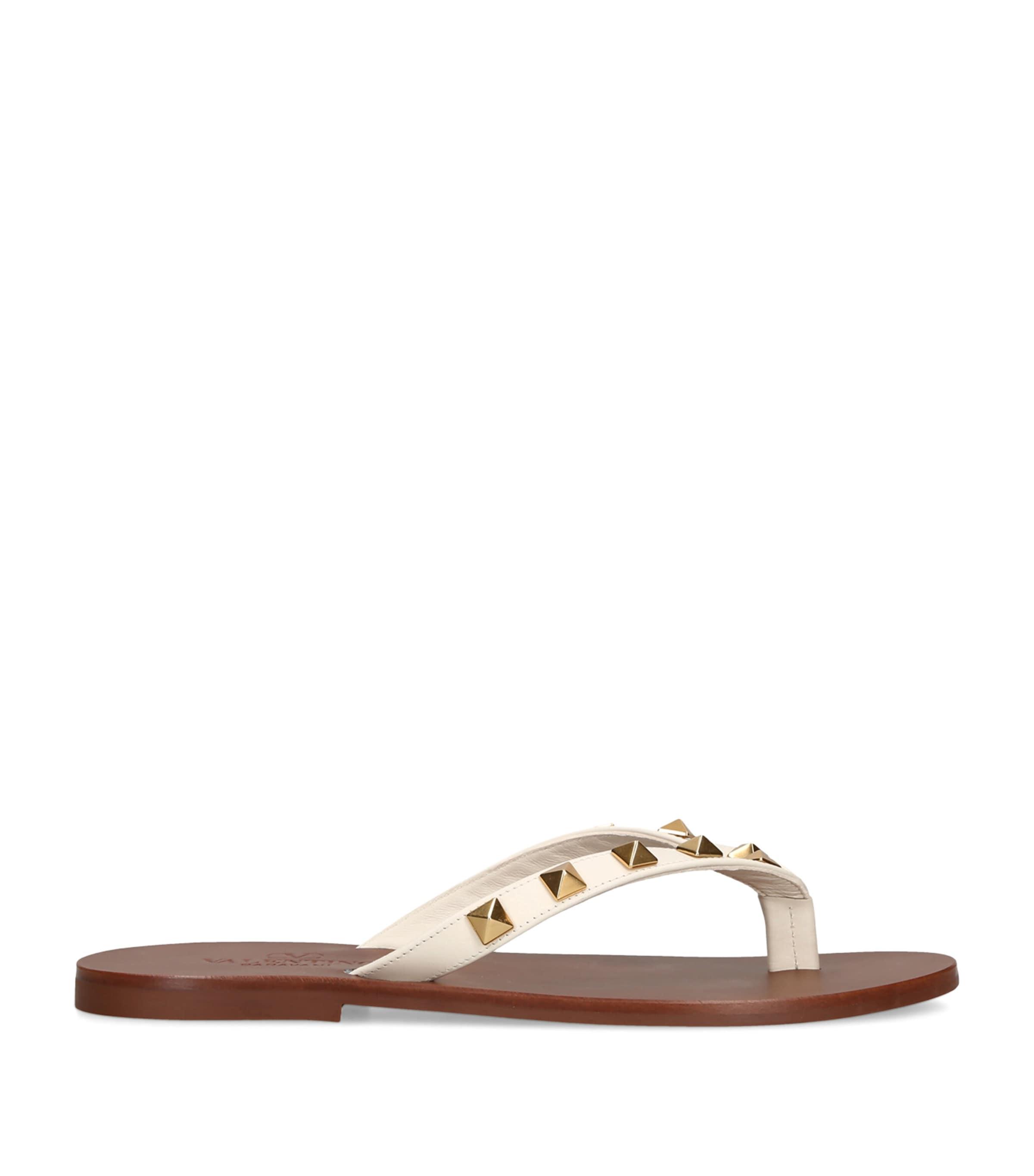 Valentino Garavani Leather Rockstud Flip Flops by VALENTINO
