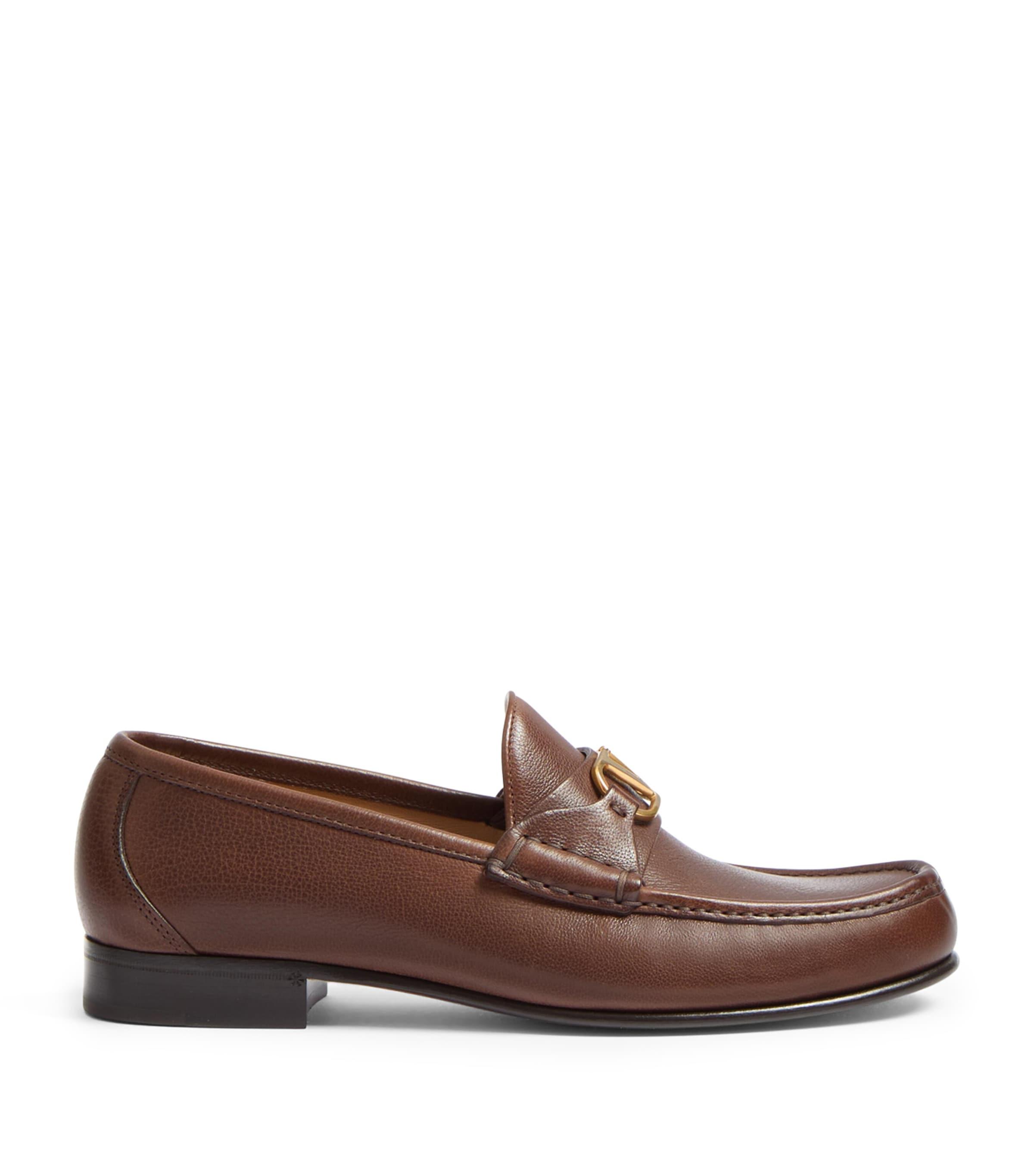 Valentino Garavani Leather VLogo Loafers by VALENTINO
