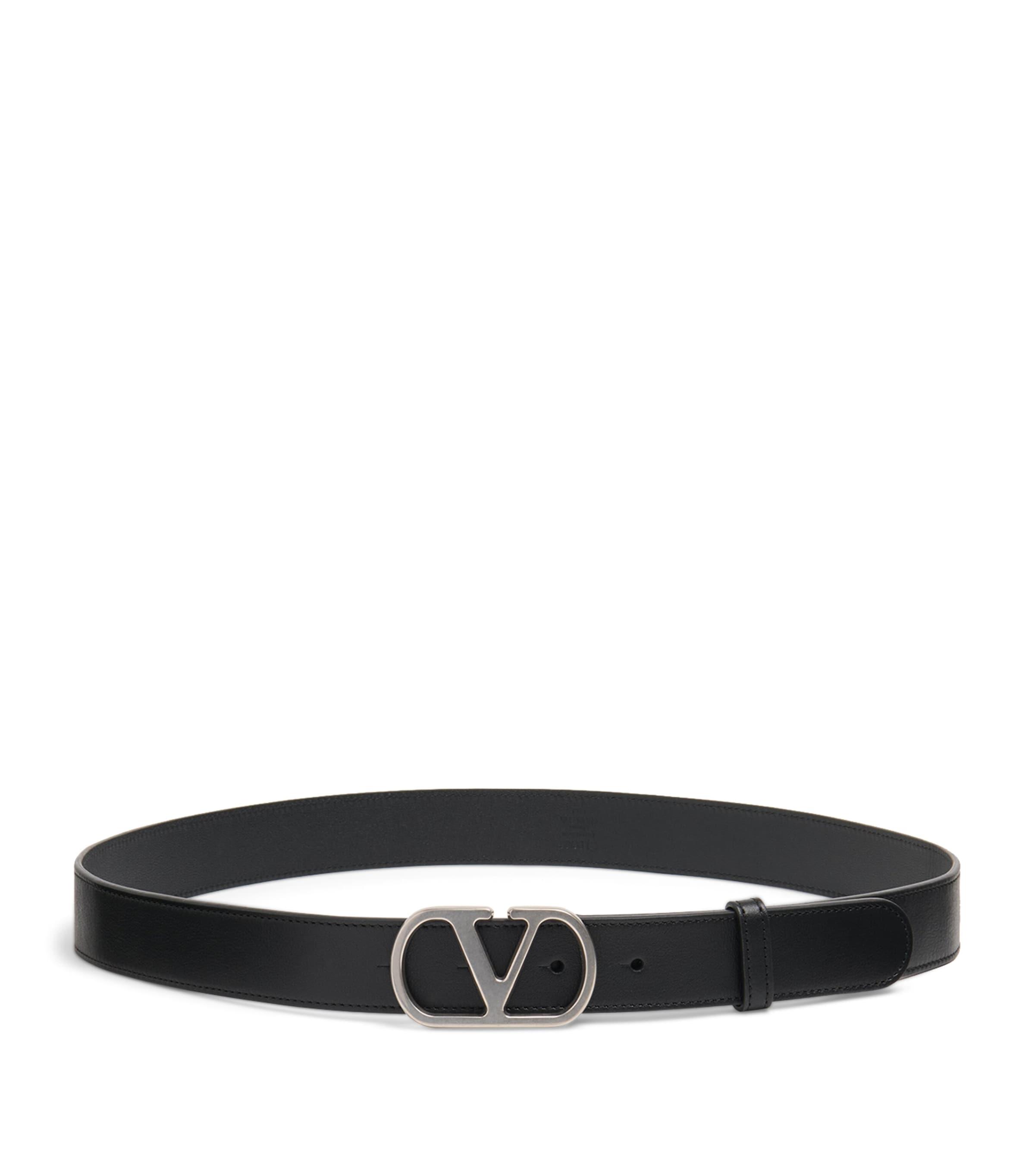 Valentino Garavani Leather VLogo Signature Belt by VALENTINO