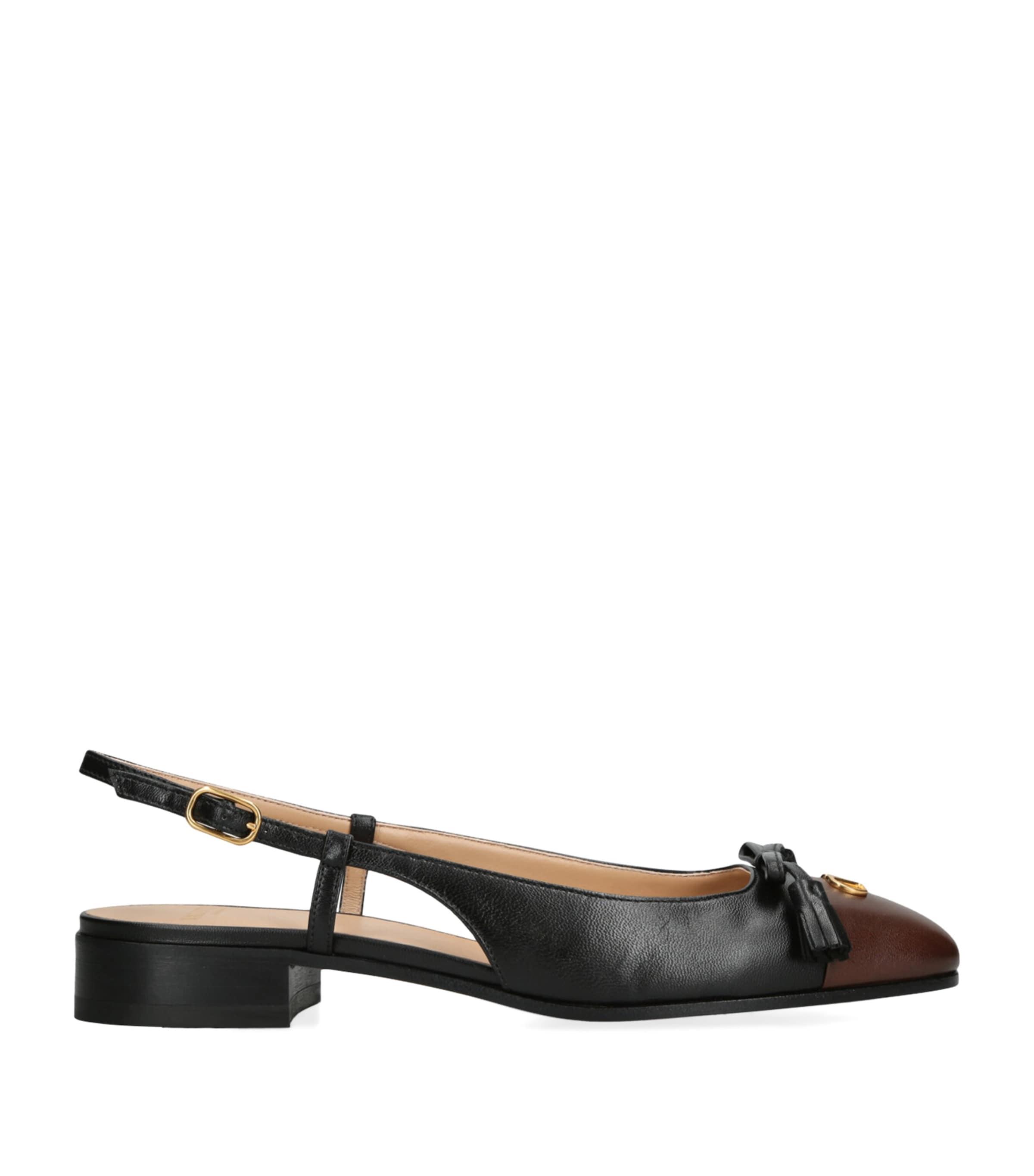 Valentino Garavani Leather Valet Du Roe Slingback Flats 25 by VALENTINO