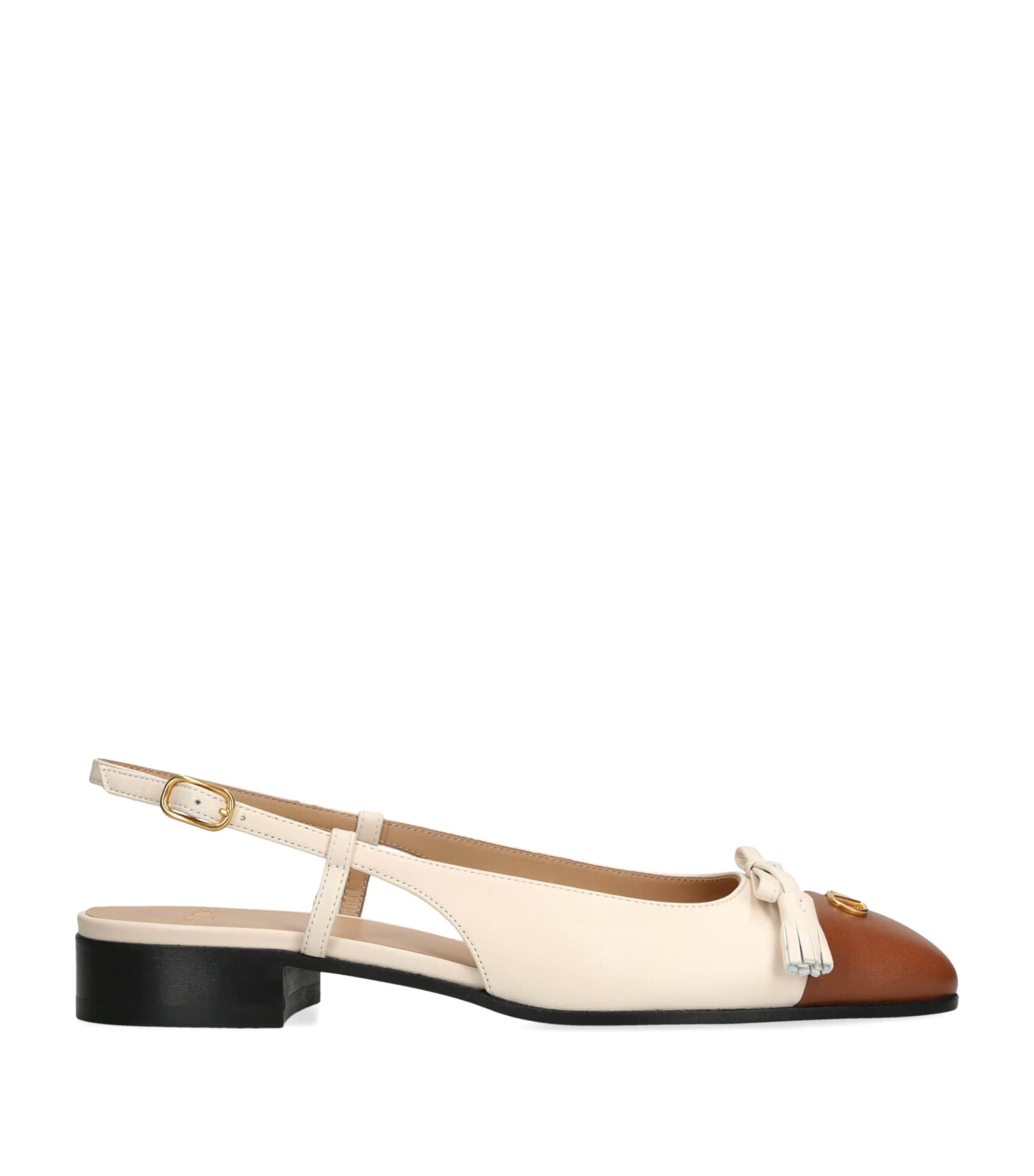 Valentino Garavani Leather Valet Du Roe Slingback Flats 25 by VALENTINO