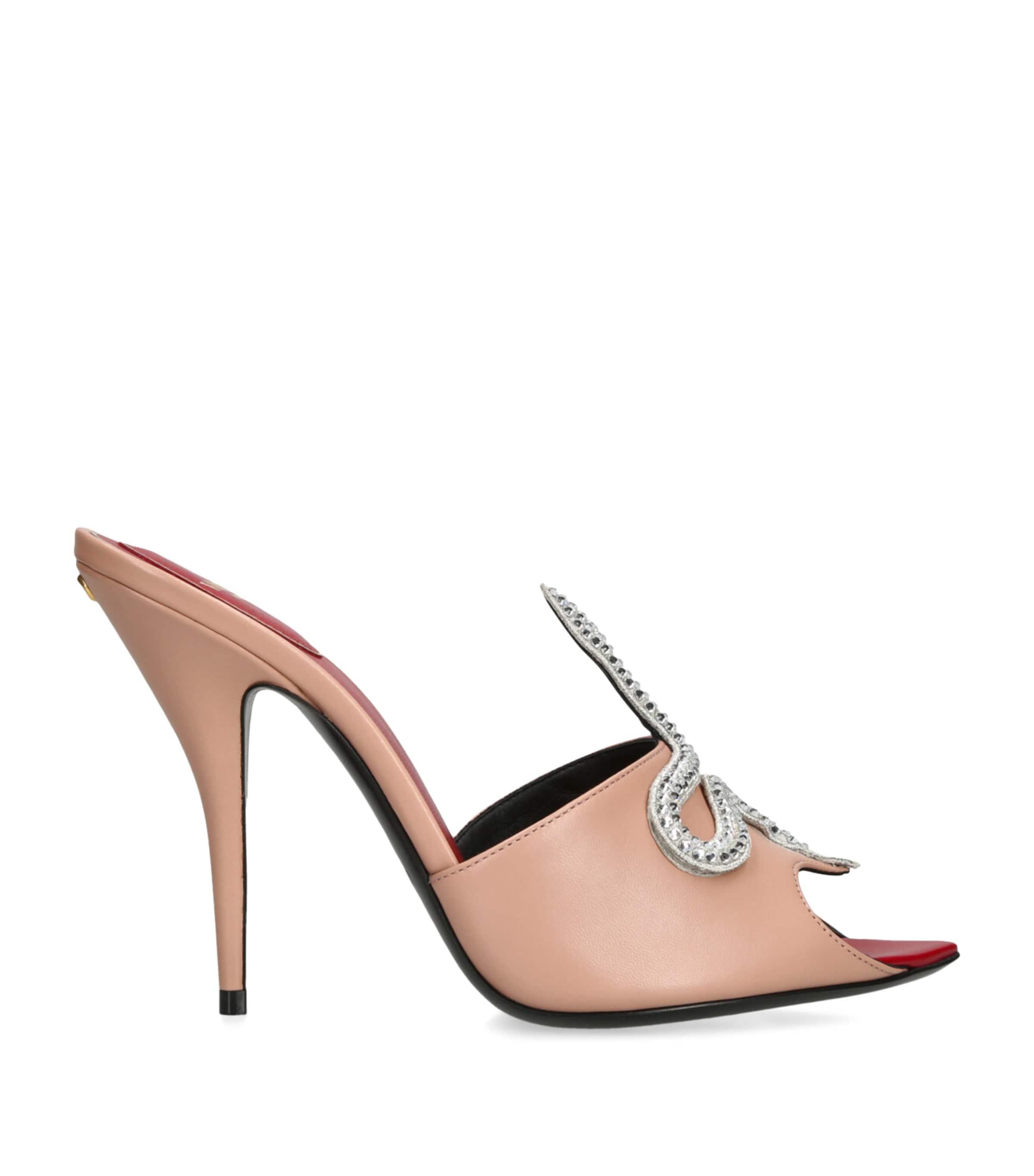 Valentino Garavani Leather Vipere Coeur Heeled Mules 105 by VALENTINO