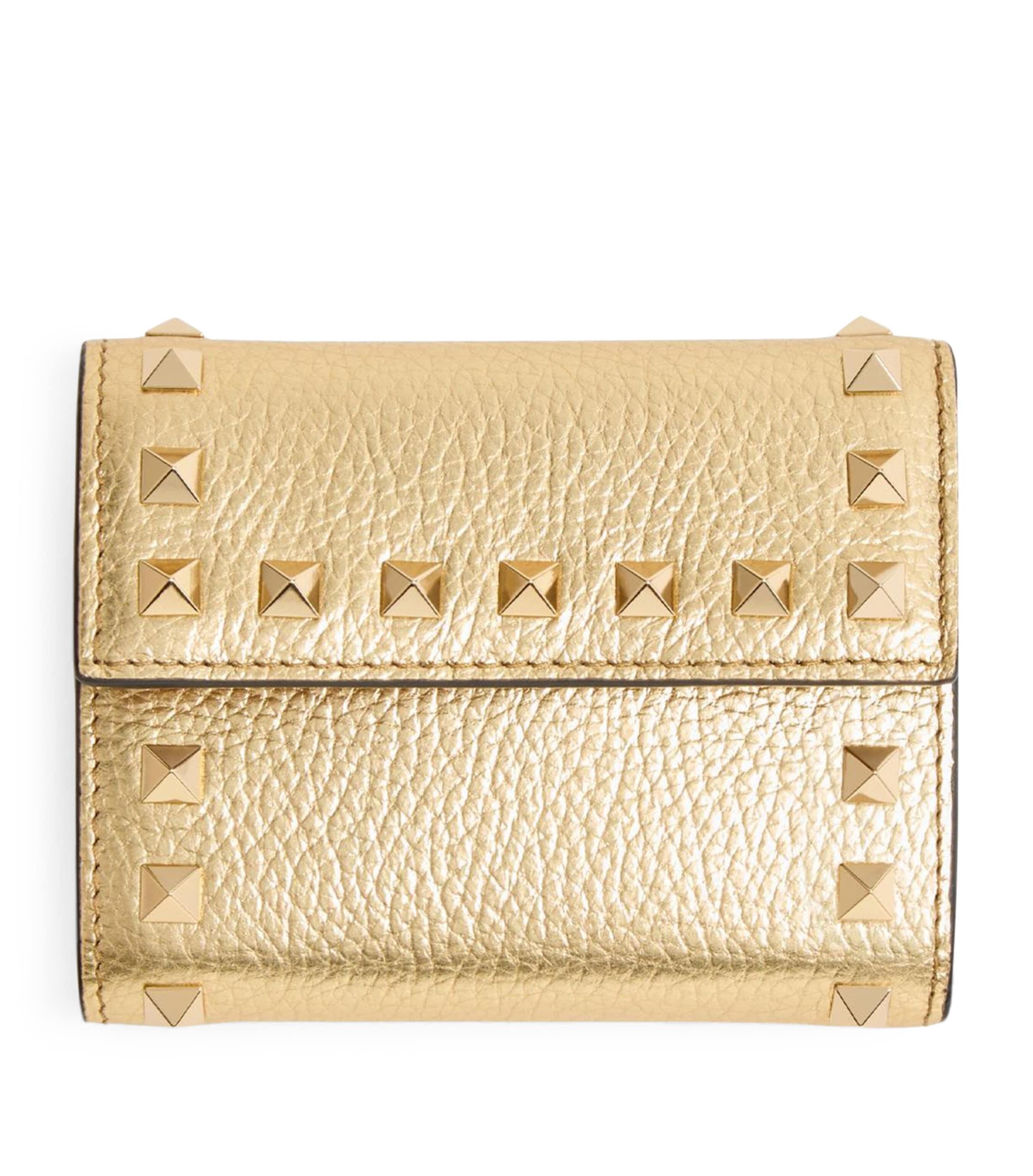 Valentino Garavani Metallic Leather Rockstud Wallet by VALENTINO