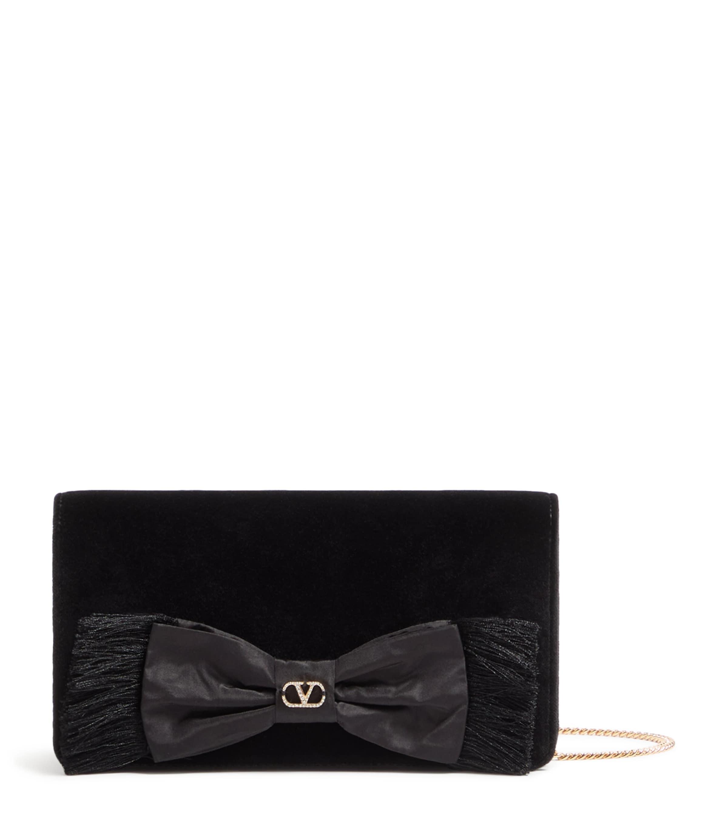 Valentino Garavani Mini Velvet VLogo Signature Bow Shoulder Bag by VALENTINO