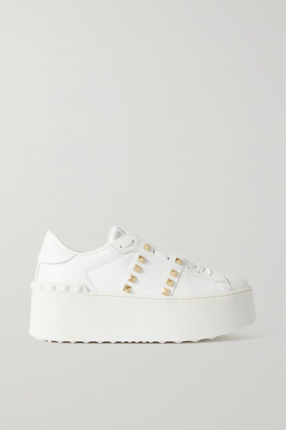Valentino Garavani Rockstud Untitled leather platform sneakers by VALENTINO