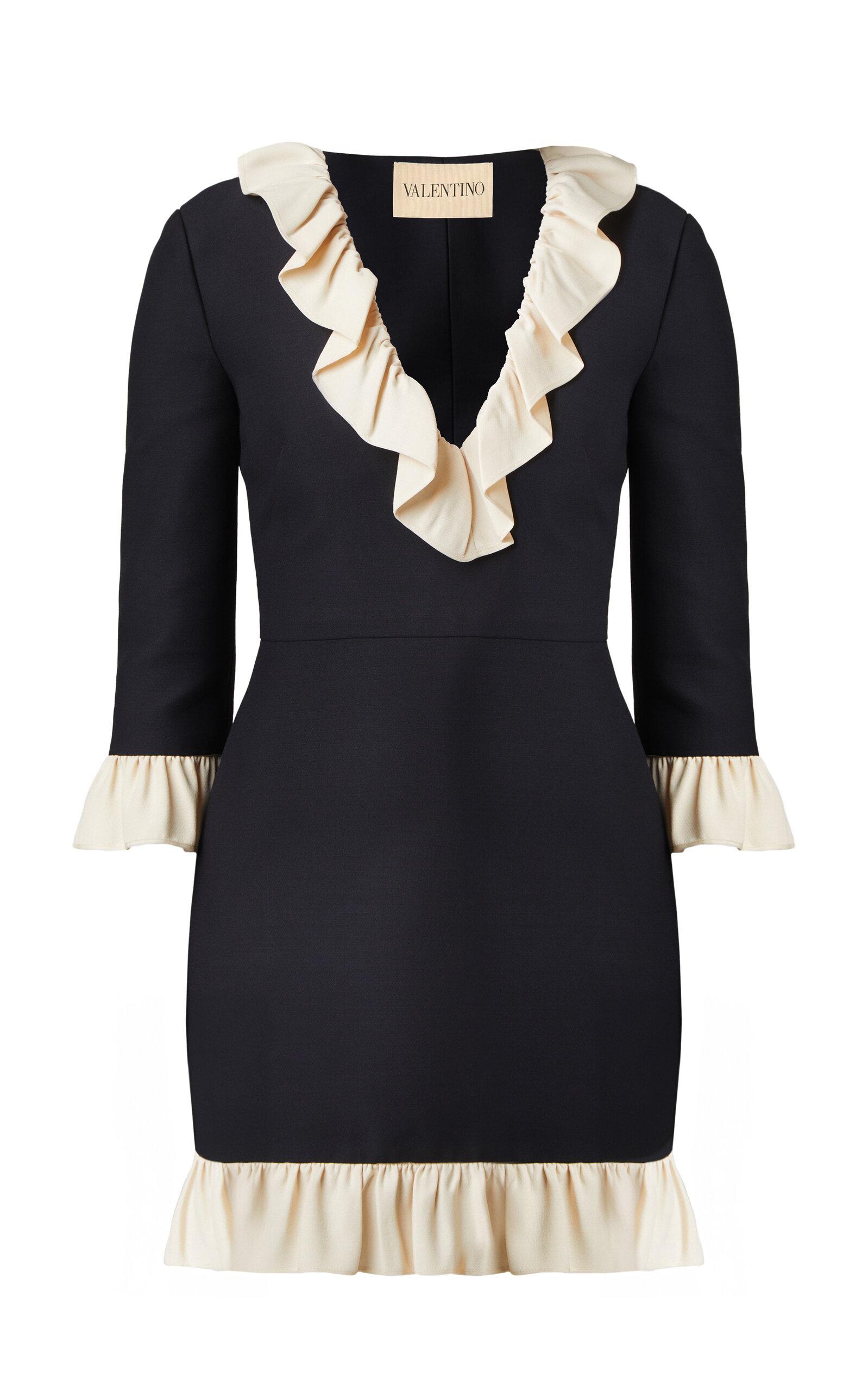 Valentino Garavani Ruffled-Trim Flax Mini Dress - Moda Operandi by VALENTINO
