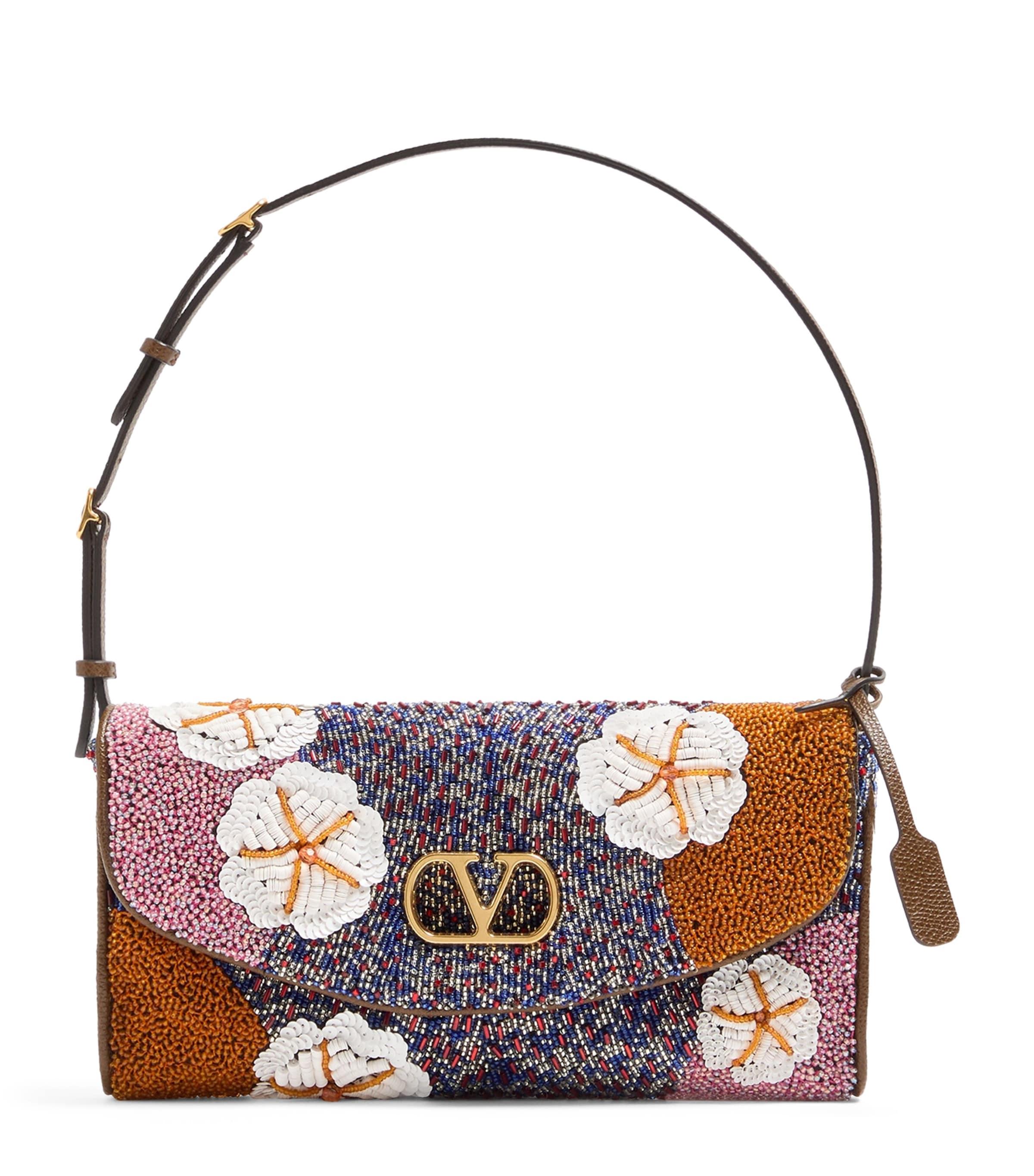 Valentino Garavani Silk Sequin and Bead DeVain Shoulder Bag by VALENTINO
