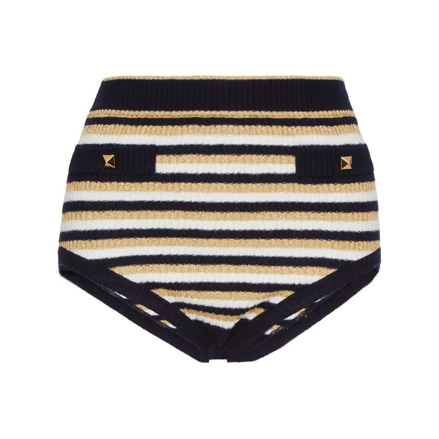 Valentino Garavani Striped Lurex Mini Shorts by VALENTINO